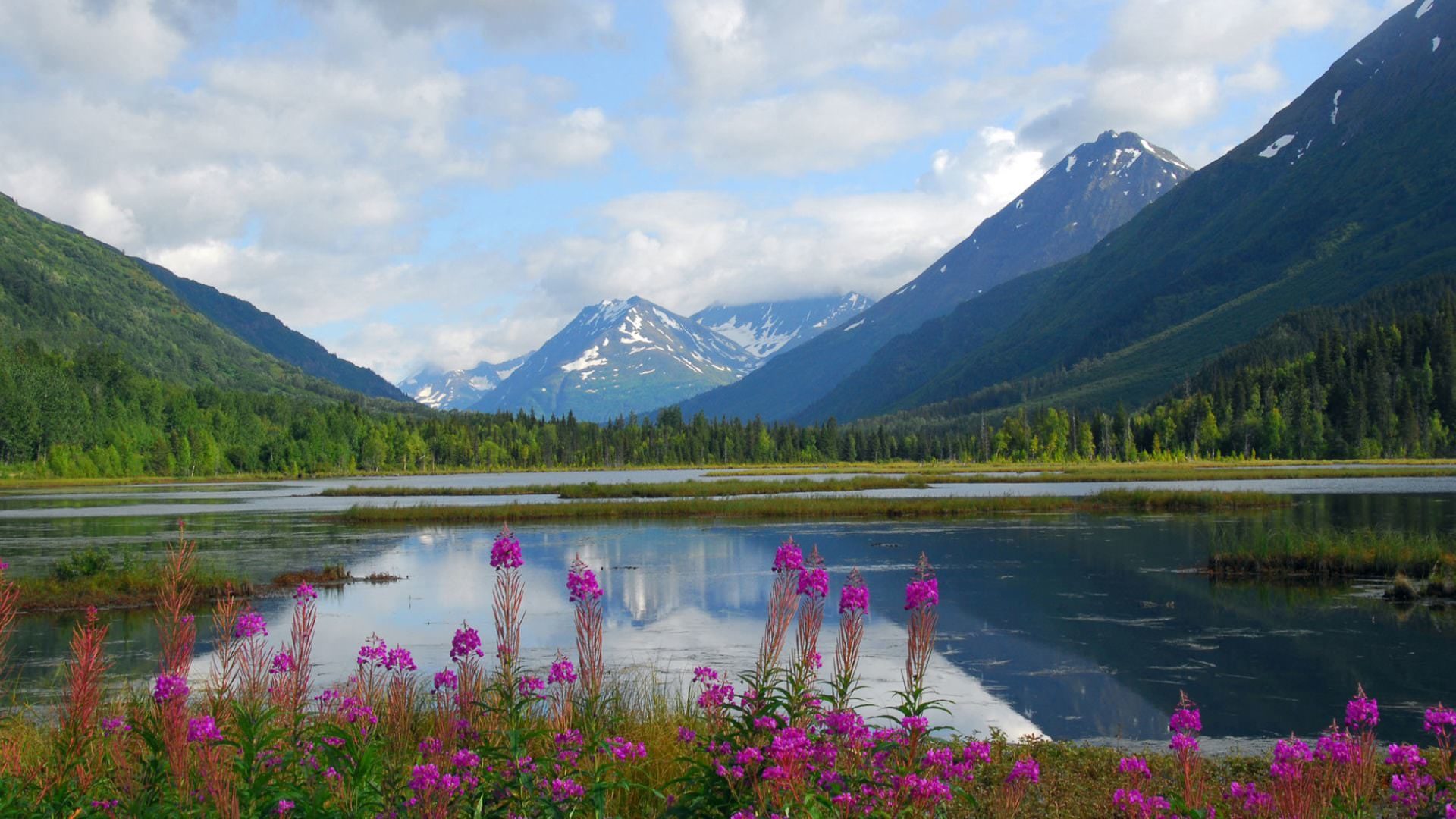 mountain and lake