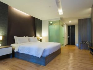 bed with paneling