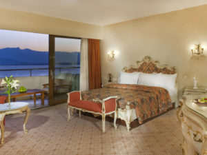 bed with ocean view